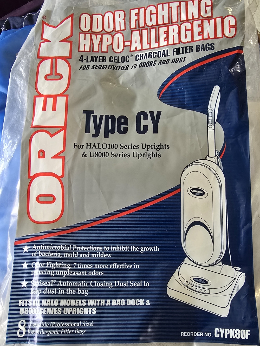 Oreck Type CY Odor-Fighting Vacuum Bags - HALO100 & U8000 Series Upright 4 Bags
